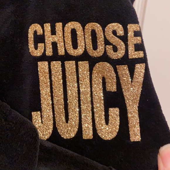 Y2K Juicy Couture Black VELOUR Tracksuit Set CHOOSE JUICY GOLD BLING - Picture 3 of 17